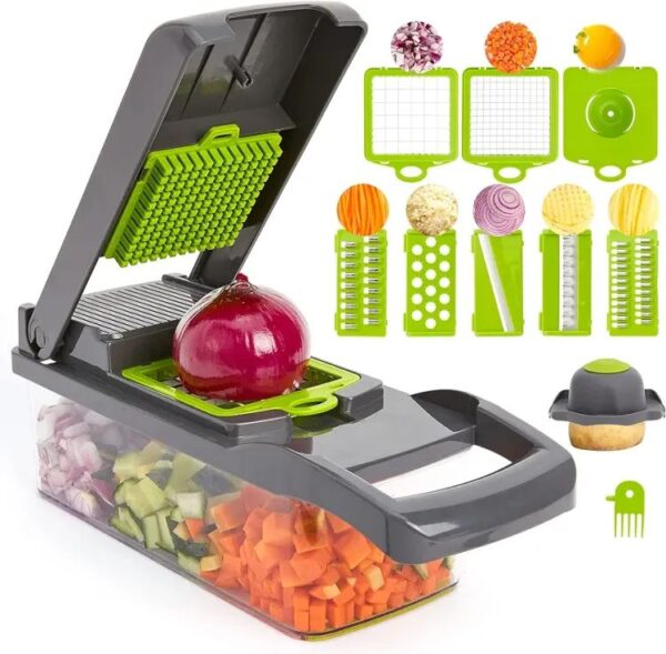 12-in-1 Nicer Dicer Vegetable Chopper – Multi-Function Cutter & Slicer for Fruits, Veggies & Salad Prep