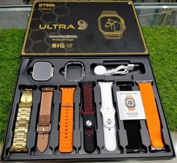 DT900 Ultra 9 Smart Watch 49MM | 7-in-1 Strap Set, Full Touch Display, Wireless Charging, IP68 Waterproof