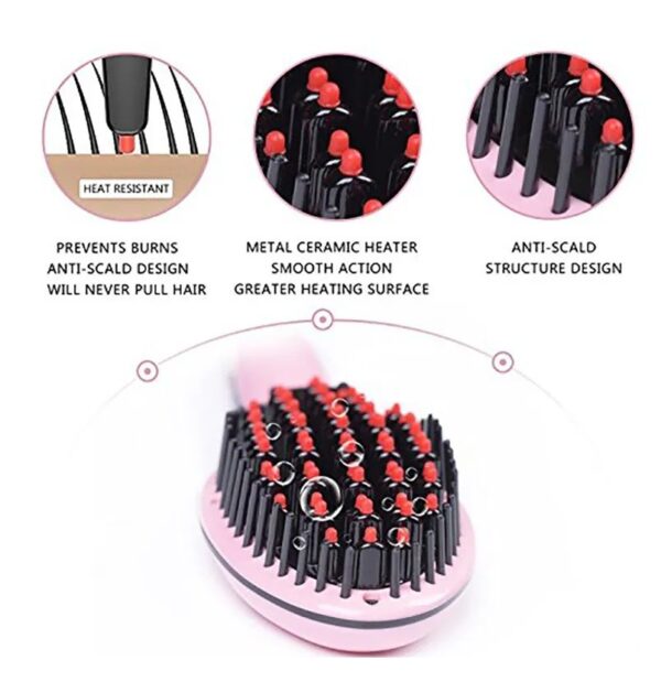 Digital Fast Brush Electric Hair Straightener Comb. Adjustable Temperature. Quick Heat Styling Tool