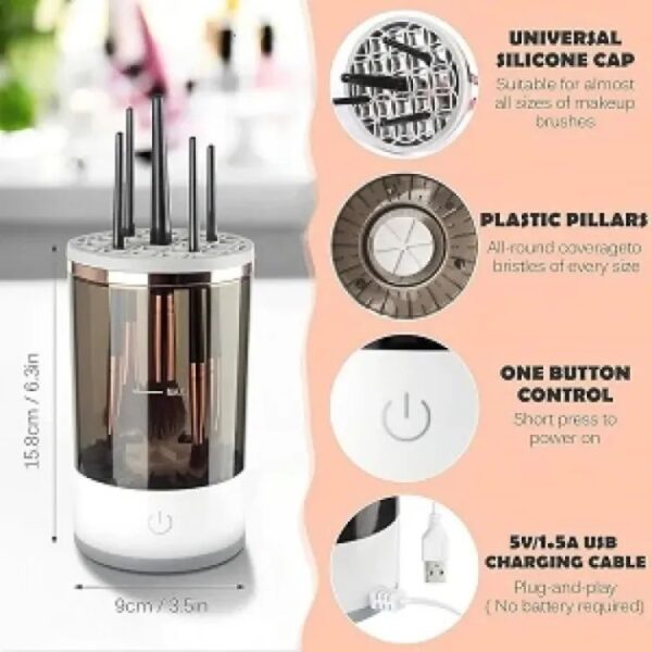 Electric Makeup Brush Cleaner Machine | Sonic Deep Cleaning | USB Rechargeable with Manual & Auto Modes