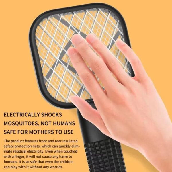 USB Electric Mosquito Swatter with UV Light | 360° Fly Zapper Insect Trap Racket for Home & Office