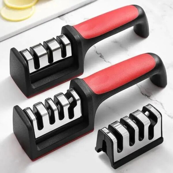 Ergonomic kitchen knife sharpener with anti slip base