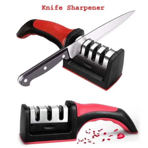 Multi functional kitchen knife sharpener with 3 slots